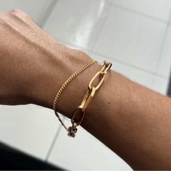 18k gold plated stainless steel chain link bracelet - Picture 6 of 7